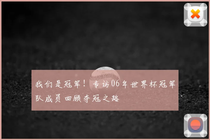 我们是冠军!专访06年世界杯冠军队成员回顾夺冠之路